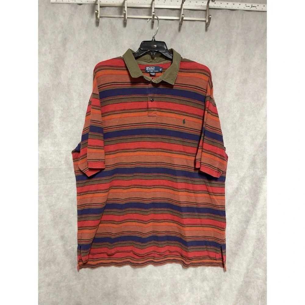 VTG Polo Ralph Lauren Polo Shirt Men 3XLT Western Aztec Textured Jersey Knit 90s